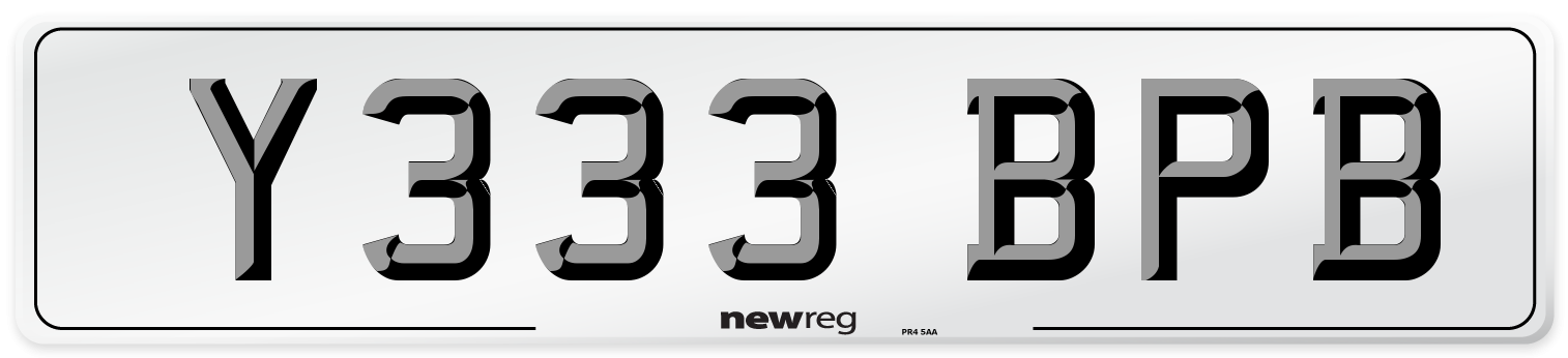 Y333 BPB Number Plate from New Reg